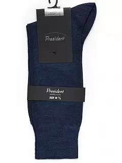 Комфортные носки из хлопка с добавлением шерсти синего цвета President 180c89